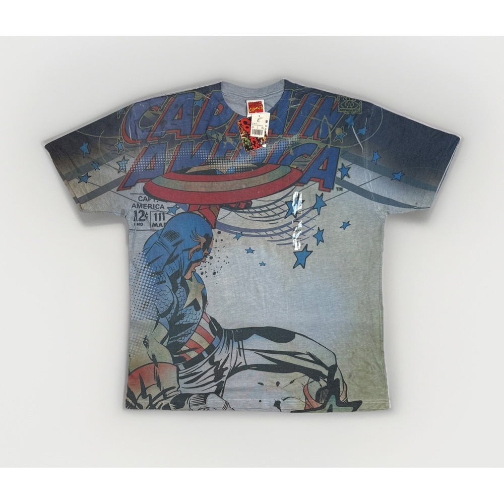 Marvel Comics Men's Captain America Graphic Print Short Sleeve Shirt Size XL